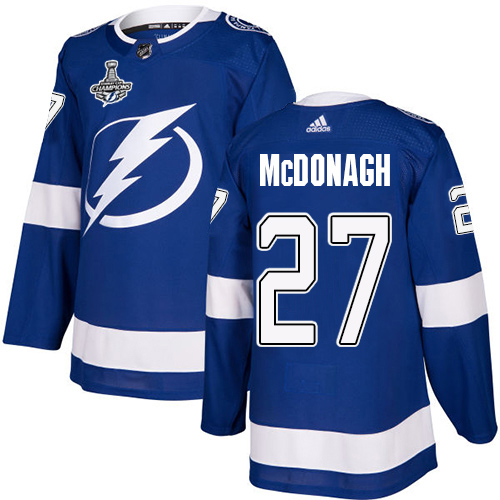 Adidas Tampa Bay Lightning 27 Ryan McDonagh Blue Home Authentic Youth 2020 Stanley Cup Champions Stitched NHL Jersey